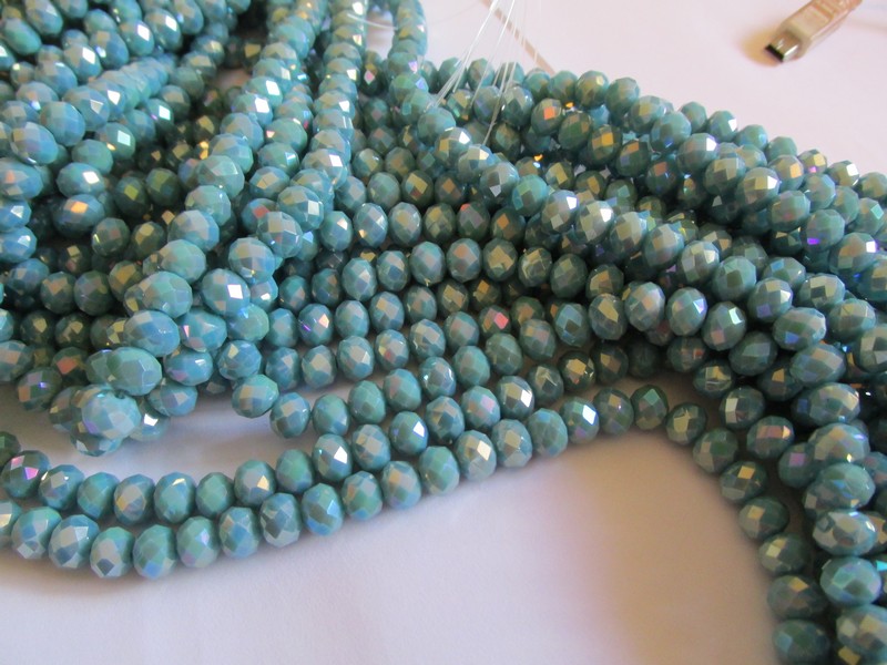 (image for) Turquoise opaque crystal faceted rondelle beads #Tu1089-14